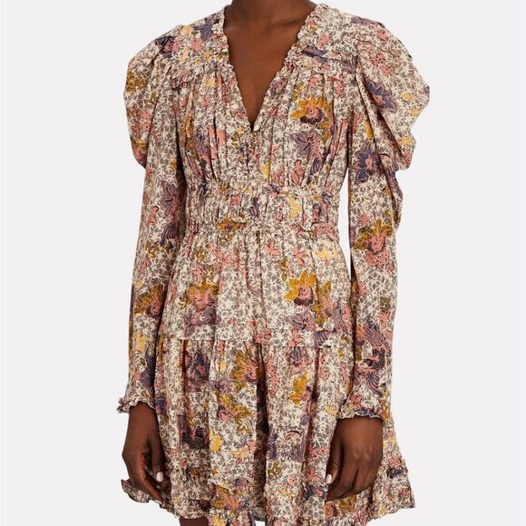 ULLA JOHNSON Dress Floral Julie Cotton Size 8 - Picture 9 of 14